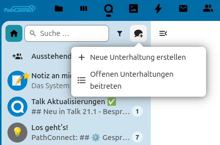 Screenshot Neue Unterhaltung erstellen